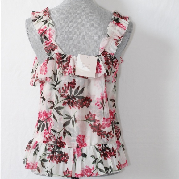NWT 14th & Union S petite Floral ruffled tank - Picture 2 of 4